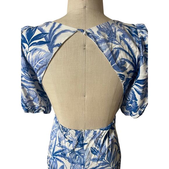 NWOT Seven Wonders Kiah Blue Floral Tiered Cutout Backless Maxi Dress Size Small - Picture 7 of 11
